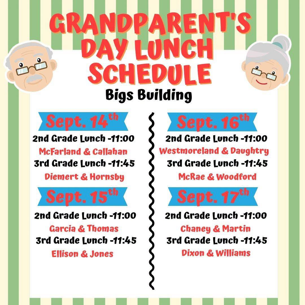 Grandparents Day Lunch Schedule bigs building