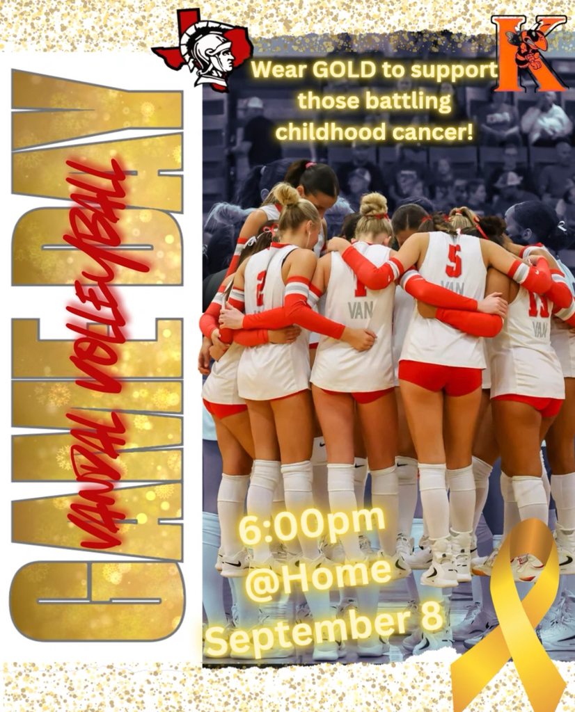 Game Day Vandal Volleyball Wear Gold to support those battling childhood cancer 6pm @ home September 8