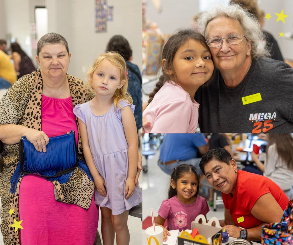 Collage of students and grandparents