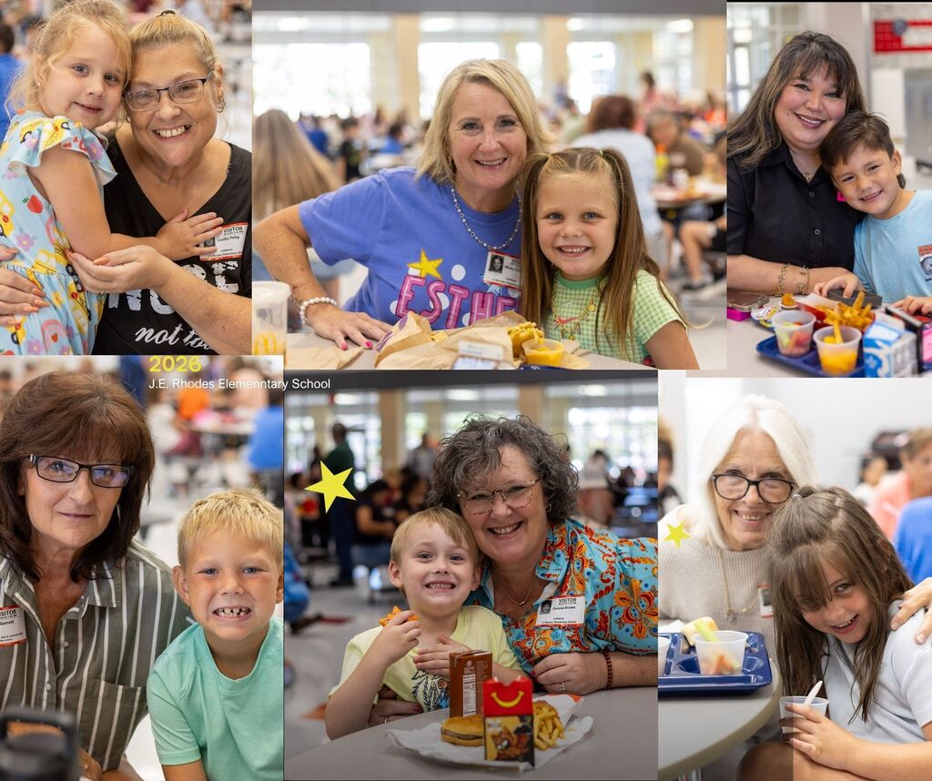 Collage of students and grandparents