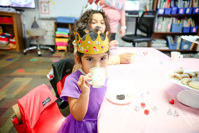 students having tea party