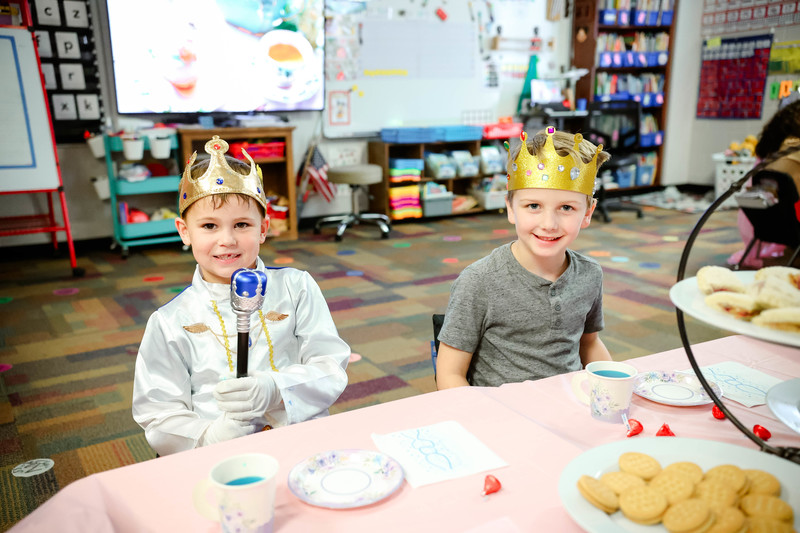 students having tea party