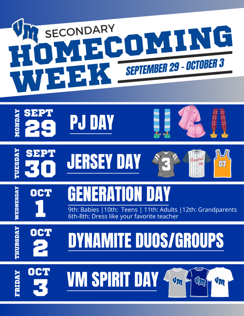 Secondary Homecoming Week Dress Up Days