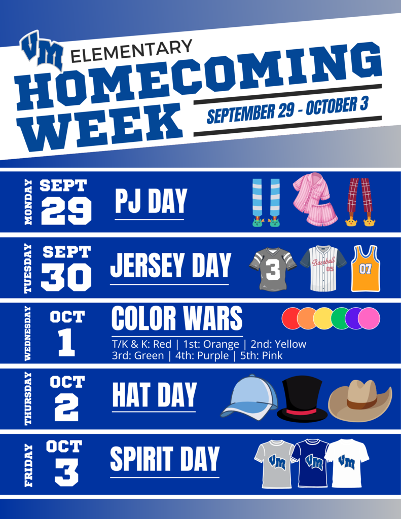 Elementary Homecoming Week Dress Up Days