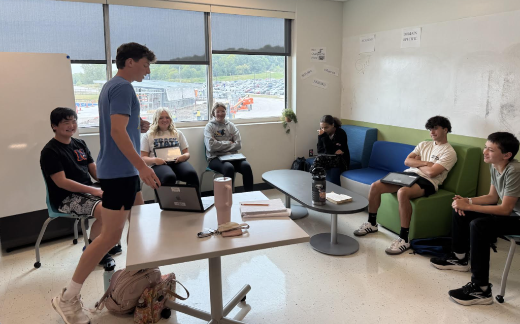 English 2 students presenting in small groups
