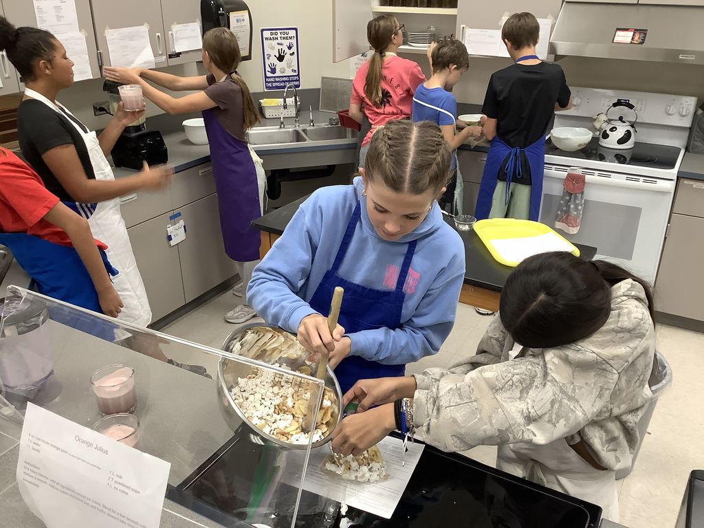 7th grade food lab - students making trail mix