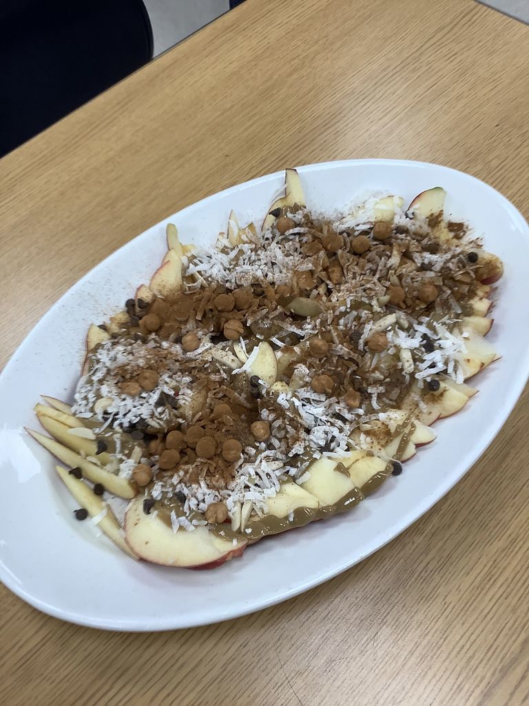 A prepared apple dish.