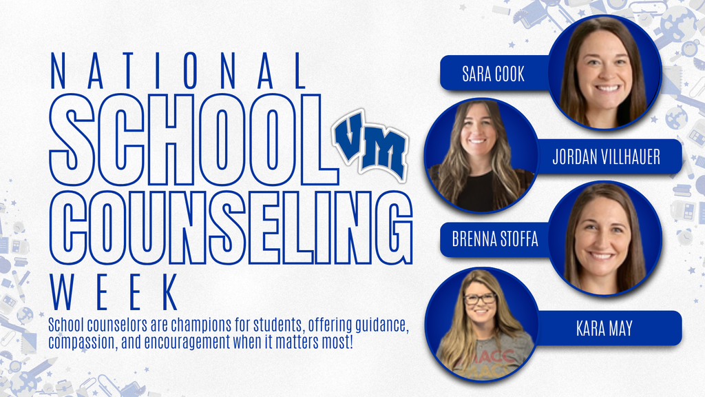 Collage honoring four school counselors with portraits and names during National School Counseling Week celebration.