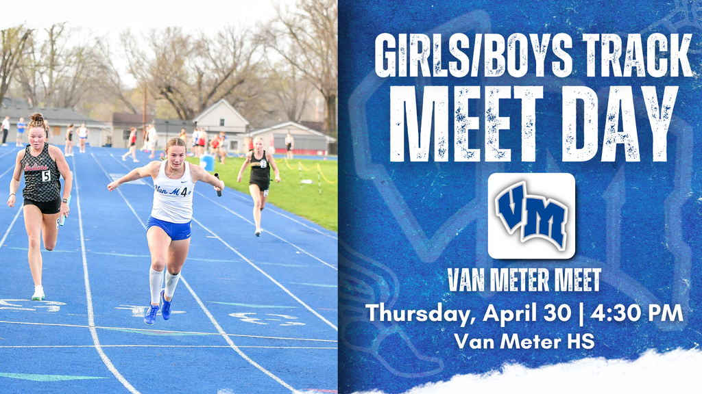 Female athletes sprinting on a blue track during a competitive race at an outdoor meet.