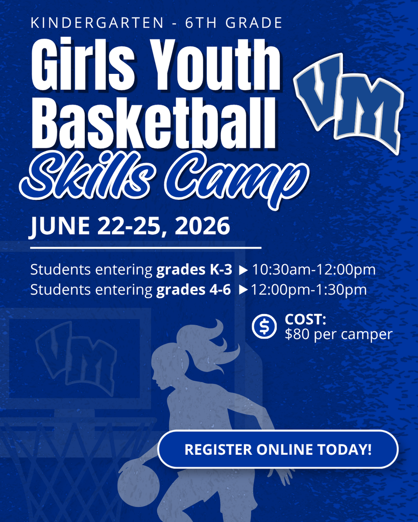 Girls Youth Basketball Skills Camp for Kindergarten to 6th grade, June 22-25, 2026, with sessions by grade and $80 cost per camper.