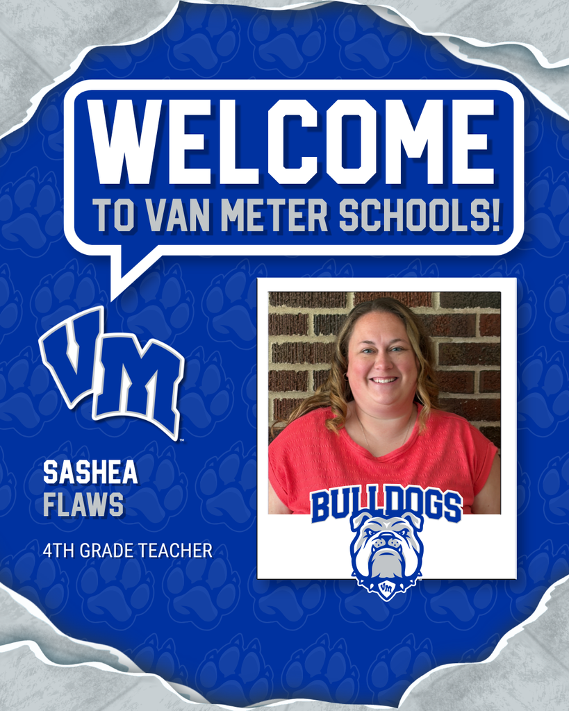 Portrait of Sashea Flaws, 4th grade teacher at Van Meter Schools, smiling in a red Bulldogs shirt against a brick wall.