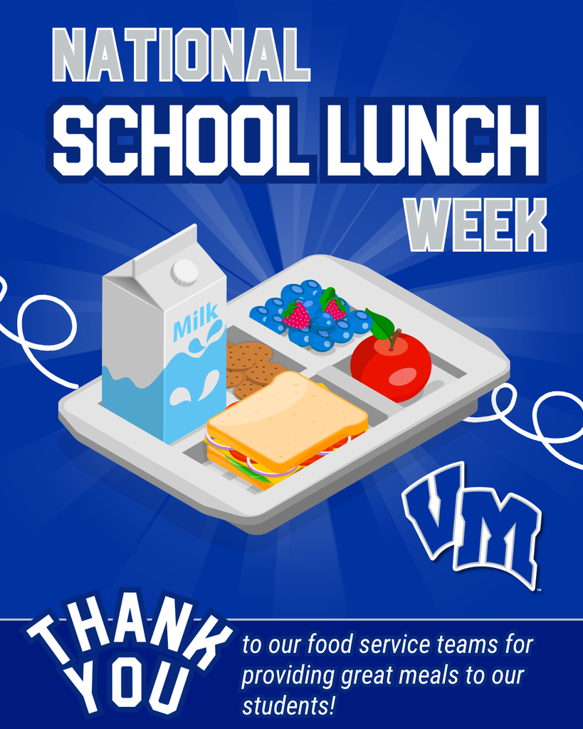 Tray with a sandwich, apple, cookies, blueberries, and a milk carton celebrating National School Lunch Week.