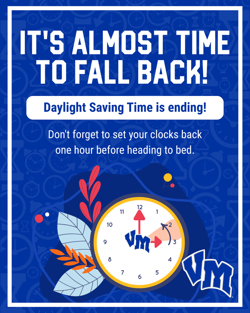 Reminder to set clocks back one hour as Daylight Saving Time ends soon, with a clock illustration showing the time change.