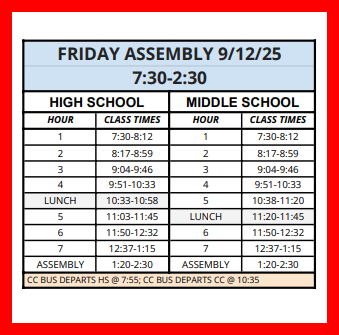 Friday assembly schedule