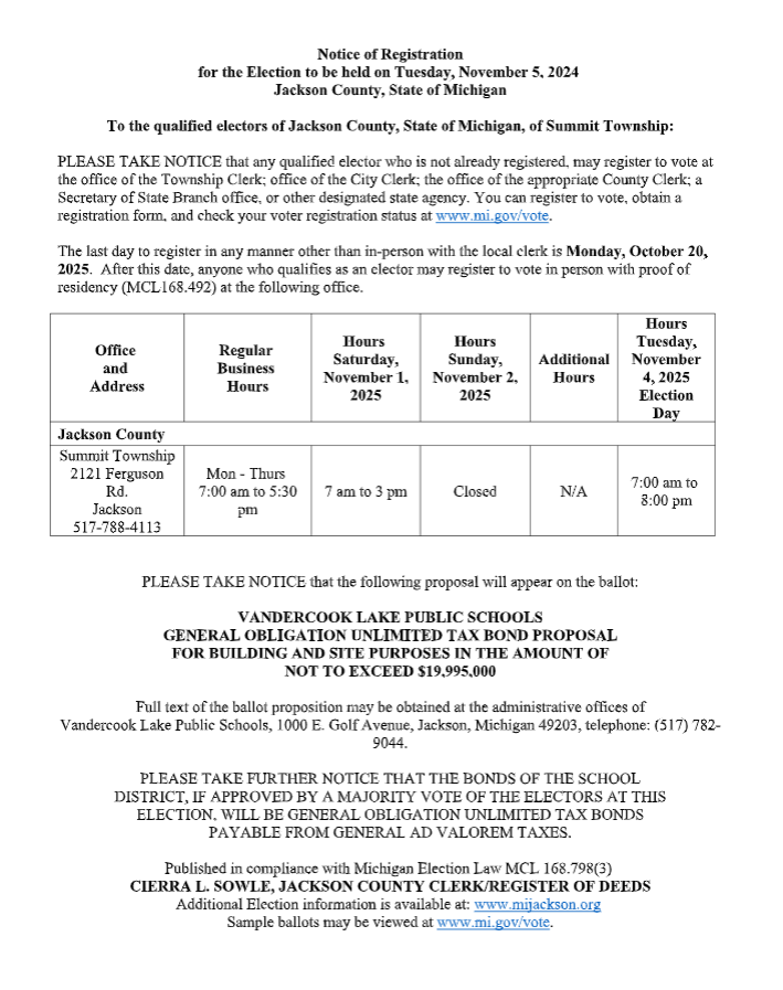 Notice of Registration