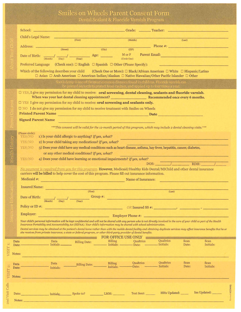 Smiles on Wheels Consent Form