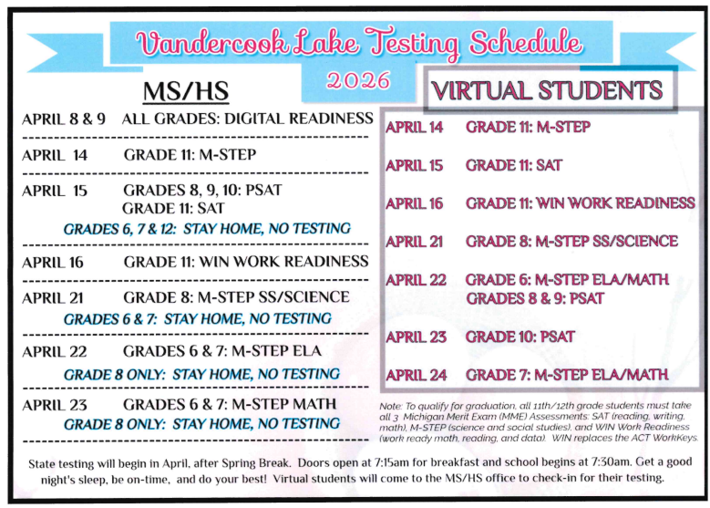 2026 Testing Schedule