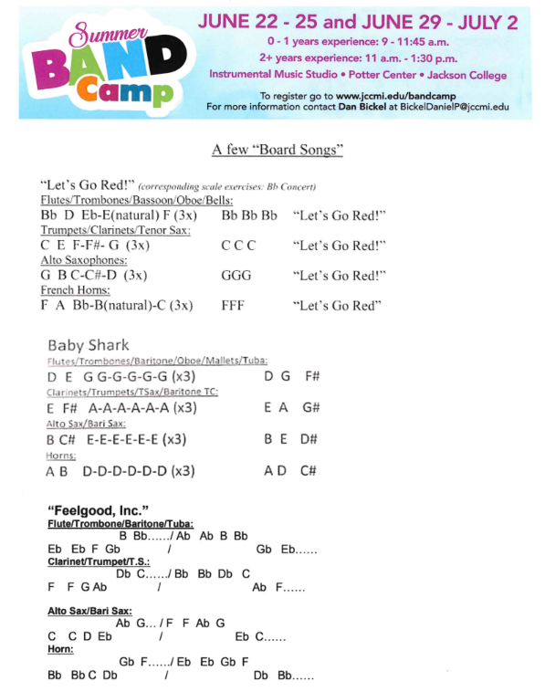 Jackson College Summer Band Camp