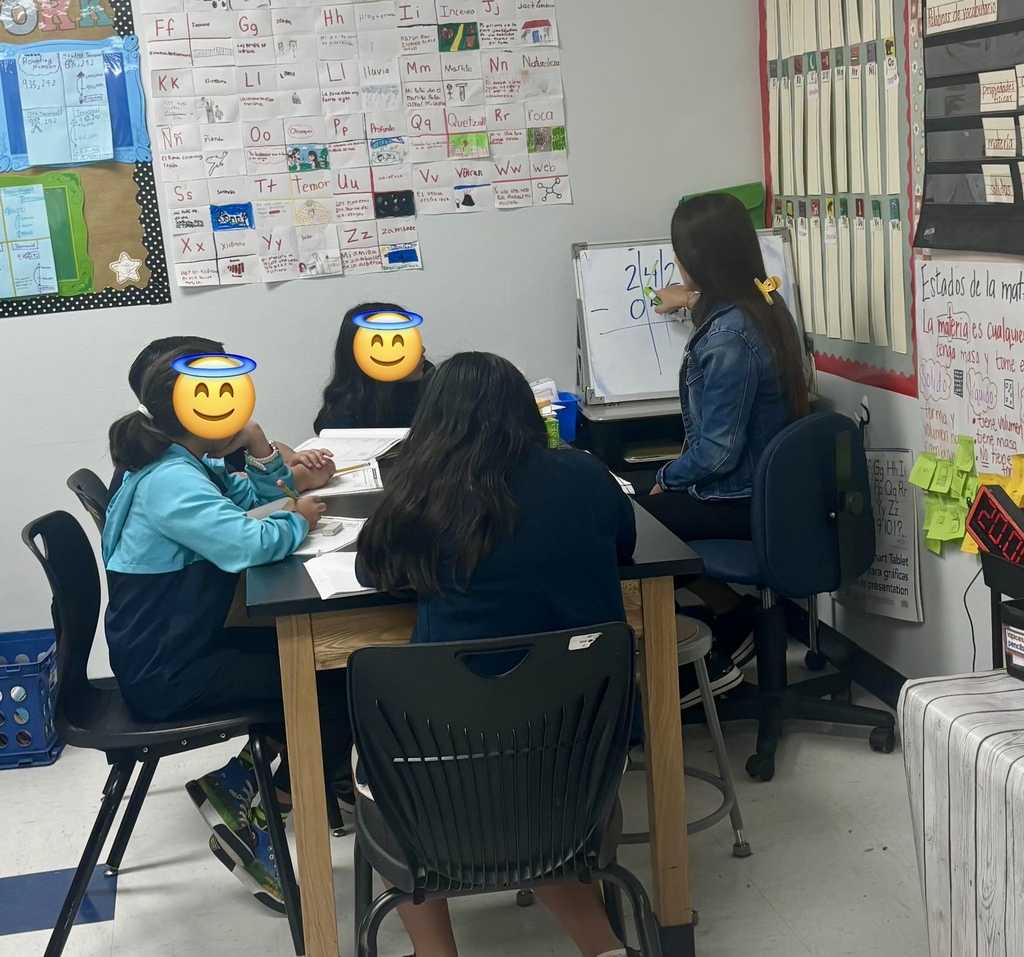 Picasso's 4th grade teacher Ms. Saenz pulls students to work with her in a small group during math. This allows students to strengthen their skills 💪and practice new concepts ✏️ as they become life long mathematicians!