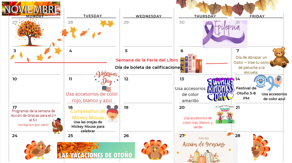 Calendario de Noviembre