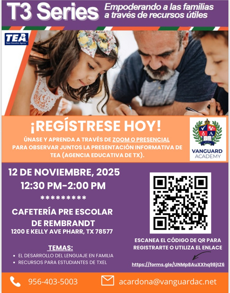 Virtual TEA Tittle III-Family Engagement “Watch Party” at Rembrandt Early Childhood Cafeteria