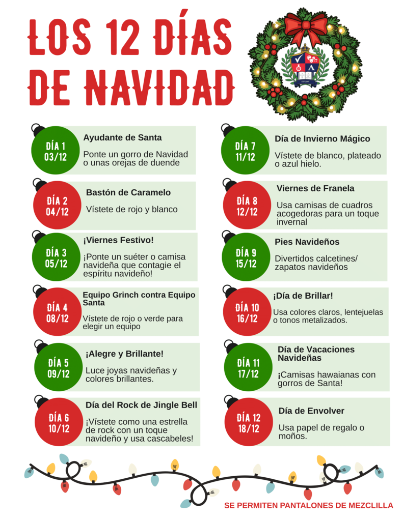 12 days of christmas calendar in spanish 