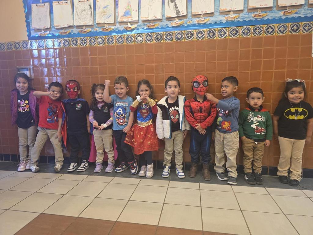 Students in superhero outfits