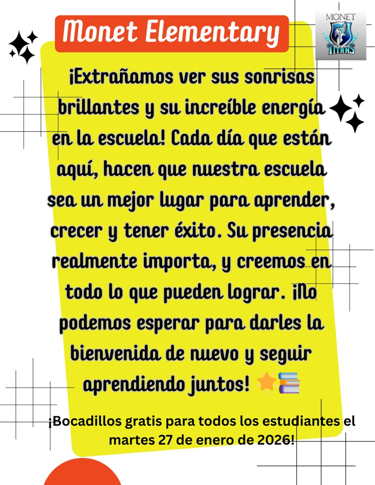 Free Snacks for all students Tuesday, January 27th