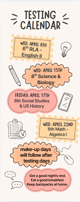 STAAR testing calendar