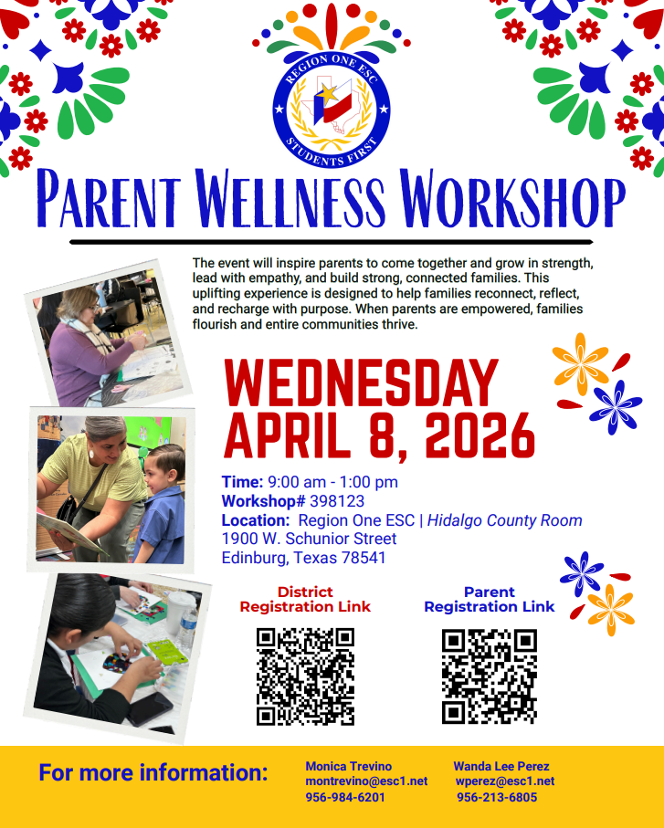 Parent workshop flyer for wednesday april 8th on wellness and mental health