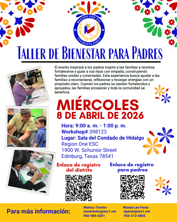 Parent workshop flyer for wednesday april 8th on wellness and mental health