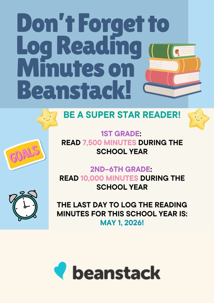 Last day to log reading minutes on Beanstack is May 1st