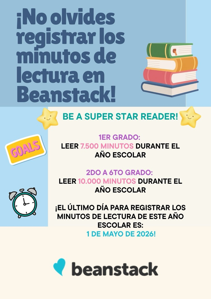 Last day to log reading minutes on Beanstack is May 1st
