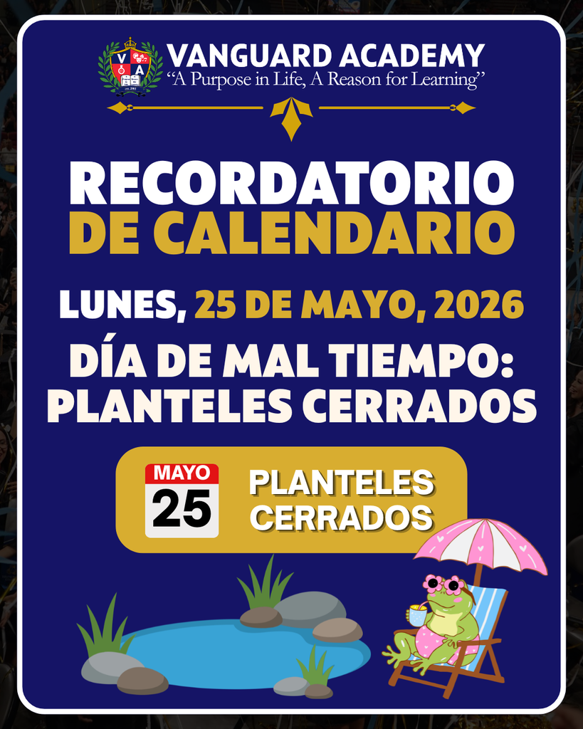 Blue background with white text. Event title in bold, followed by a date. A frog under an umbrella. A pond with rocks and plants.