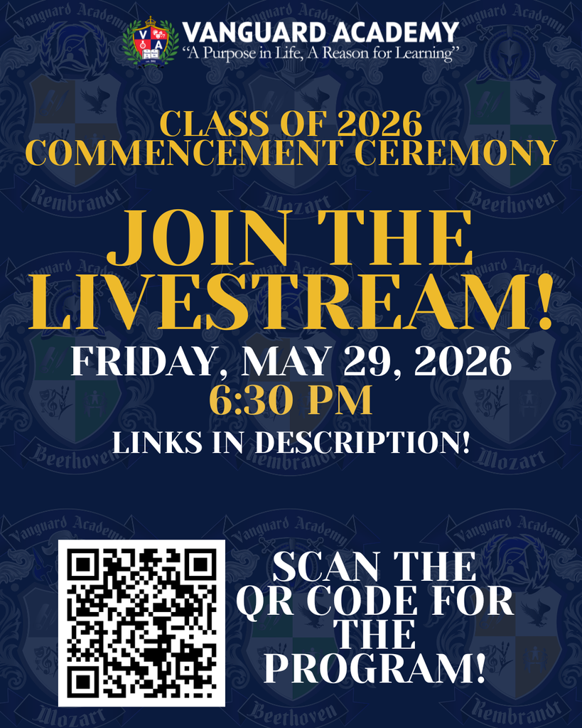 Blue background with a white border. Text reads "Class of 2026 Commencement Ceremony." QR code at the bottom.