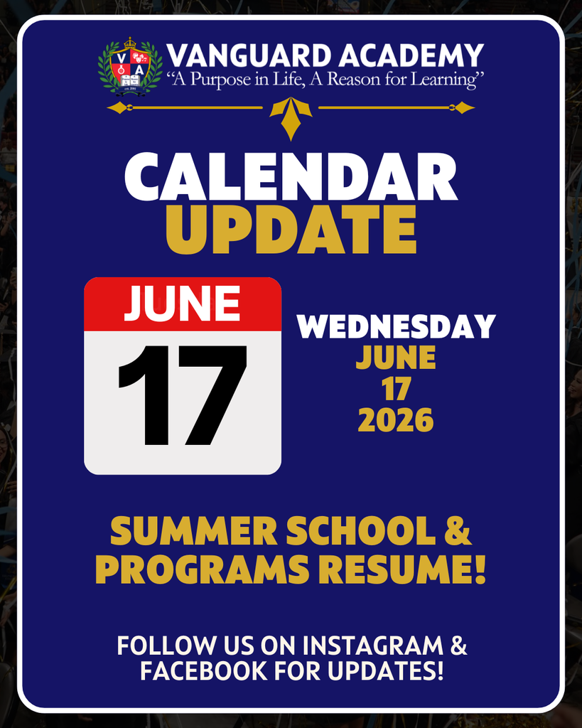 Blue sign with text "Calendar Update" and a date. Red box shows "June 17" with a white date underneath. Text reads "Summer School & Programs Resume!"