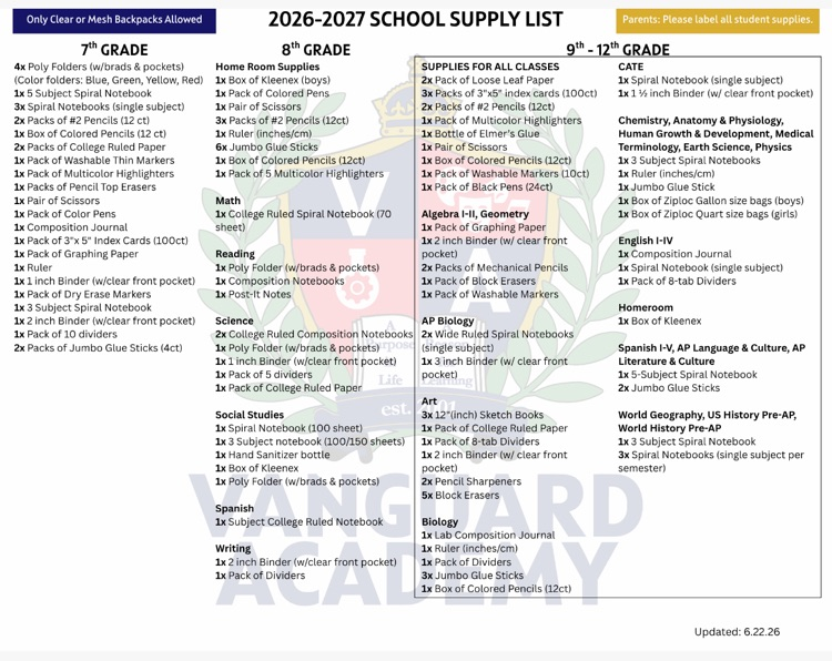 school supplies