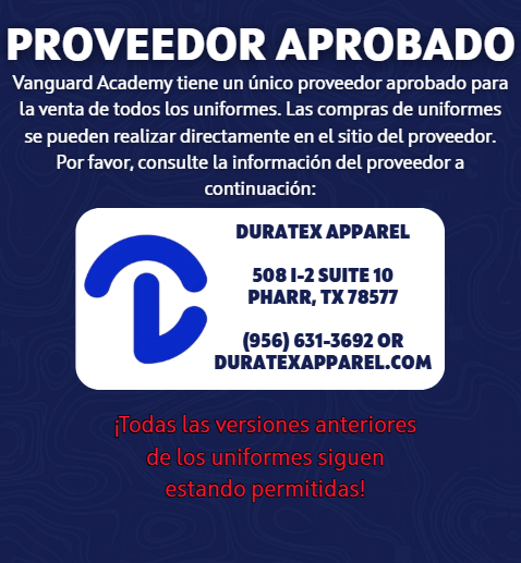 Blue background with white text. Centered is an oval-shaped logo. Below is the text "Duratex Apparel" and contact information.