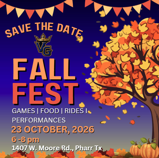 Poster for Fall Fest with trees, leaves, and pumpkins. Event features games, food, rides, and performances.