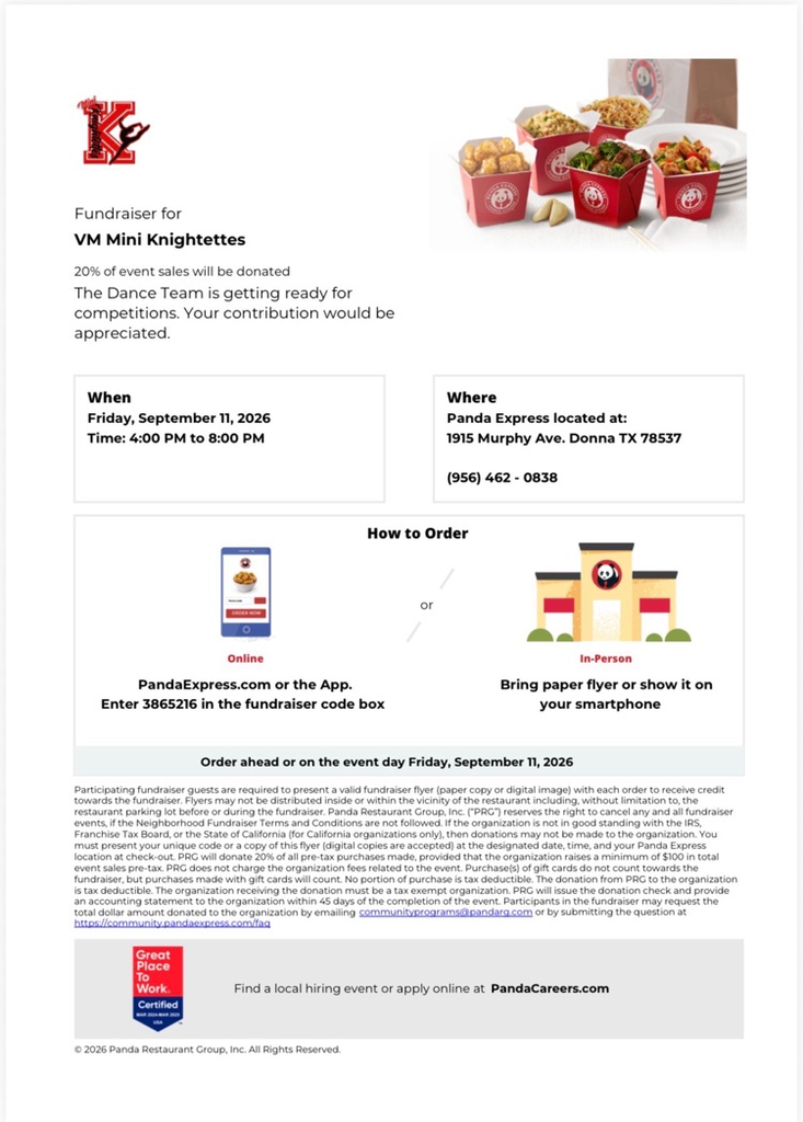mini Knightettes fundraiser 