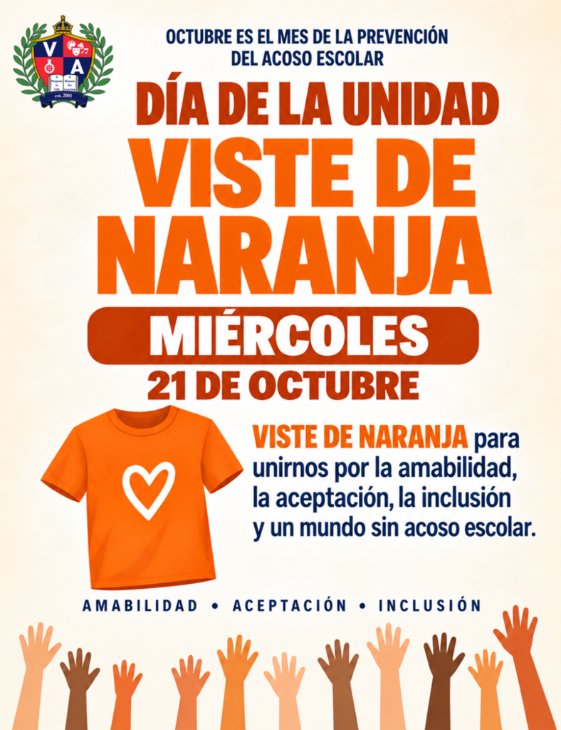 Poster promoting Unity Day on October 21, featuring an orange shirt with a heart and raised hands.