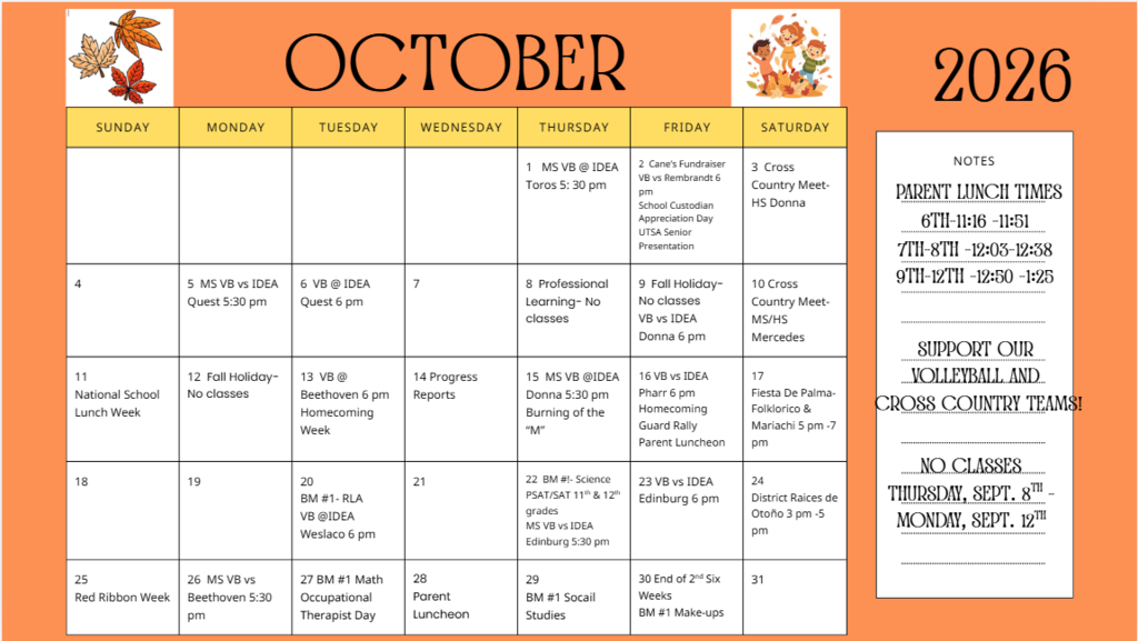 October calendar