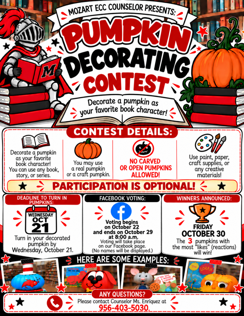 Advertisement for a pumpkin decorating contest. Decorate a pumpkin as a book character. Details include materials and deadlines.