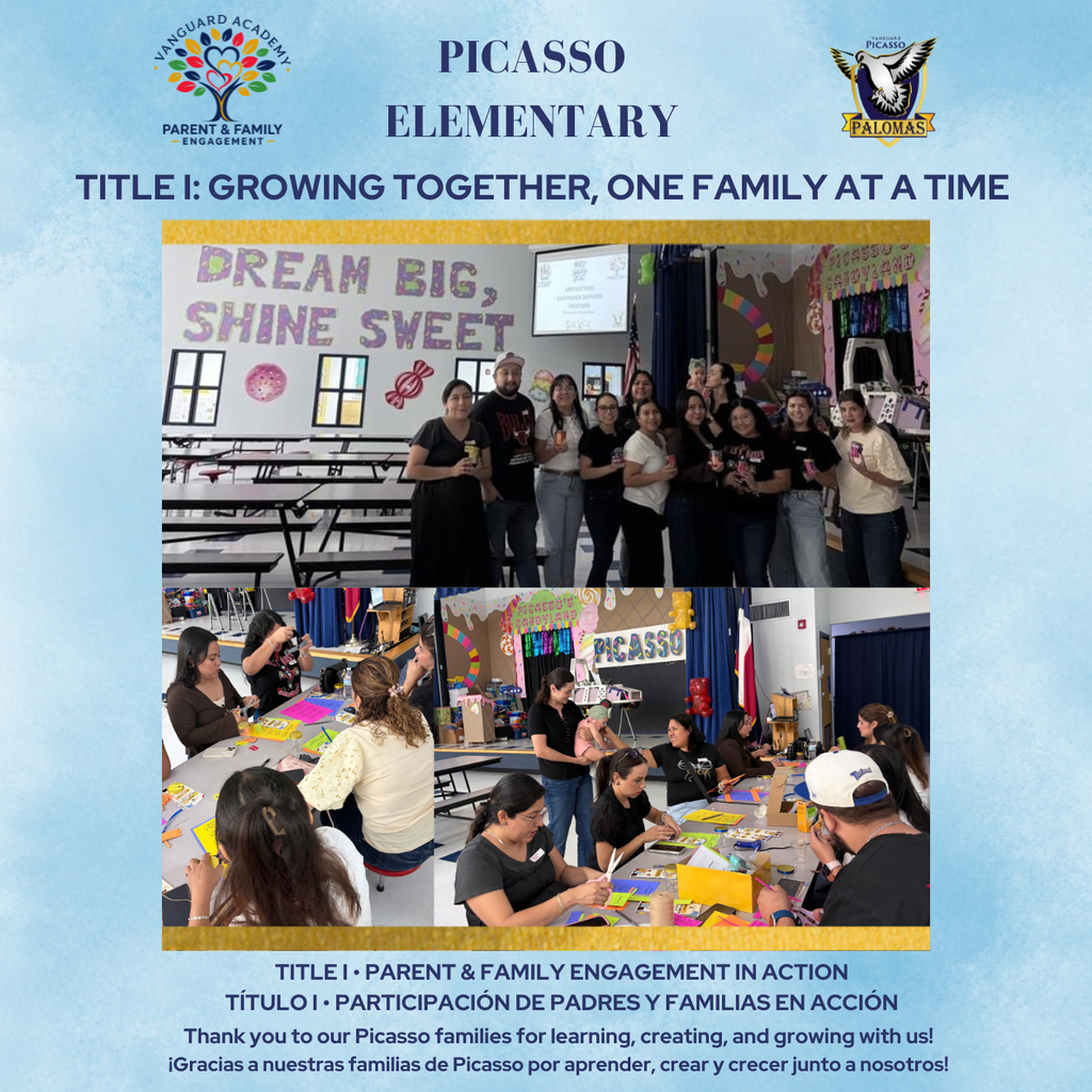 Collage of four images: three with people at tables, one with a motivational banner. Text: "Growing Together, One Family at a Time".