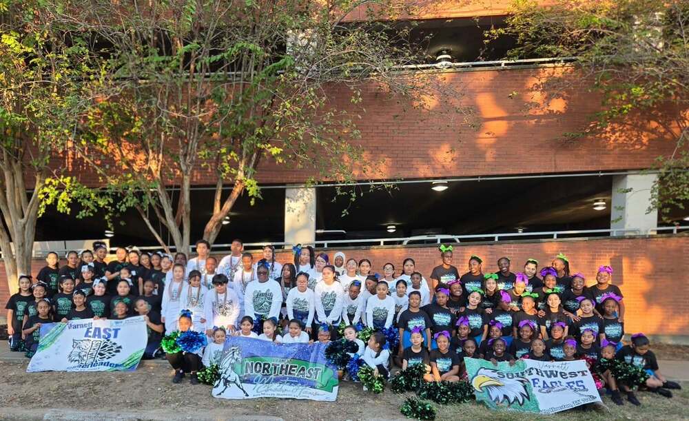 Cheerleaders from Varnett’s East, Northeast, and Southwest campuses unite for the Texas Southern University Homecoming Parade on October 24, 2026.