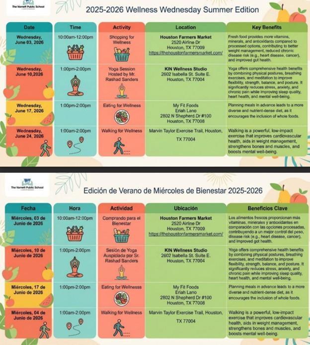 Wellness Wednesdays Calendar of Events