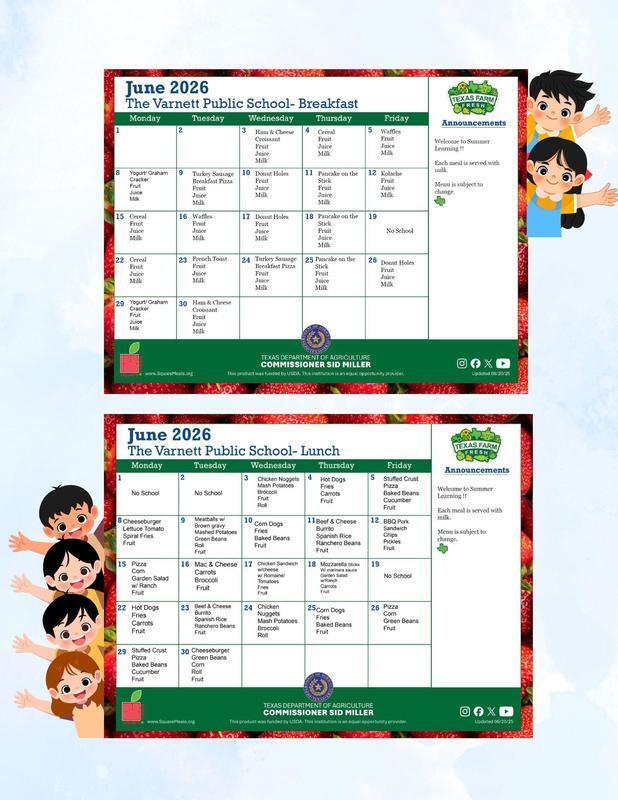 Summer Meals Program Menus
