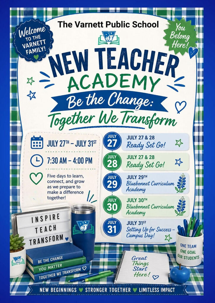New Teacher and Staff Academy Flyer for July 27 - 31, 2026