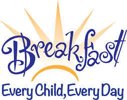 yell sun outline with blue wording that says Breakfast Every Child, Every Day