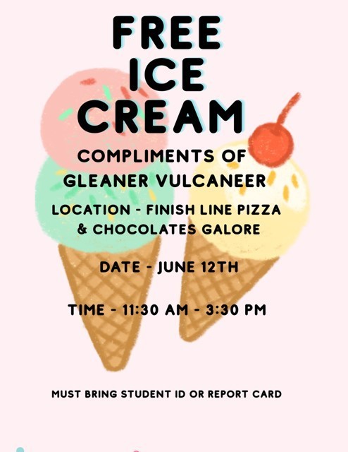 Free ice cream for students on last day of school
